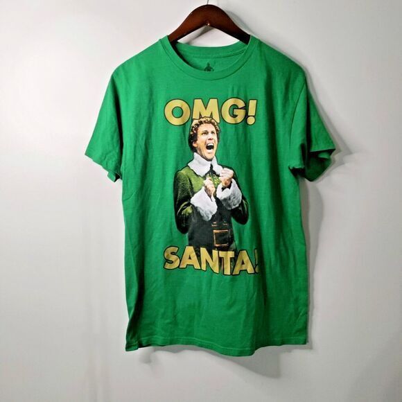 Elf Will Ferrell Comical OMG Santa Green M Christmas Holiday Graphic T-Shirt Y2K - Picture 1 of 6